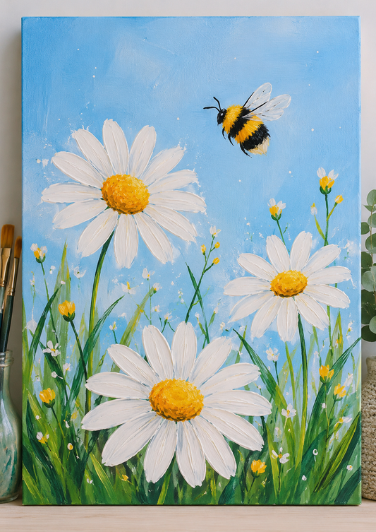 Paint A Bumblebee & Daisies with me